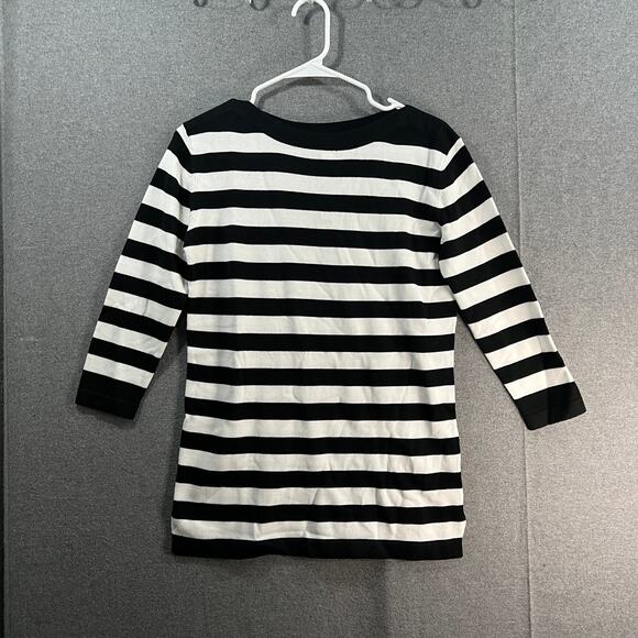 Belle by Kim Gravel Nautical Striped 3/4 Sleeve Sweater Black/White, XX-Small - Picture 1 of 8